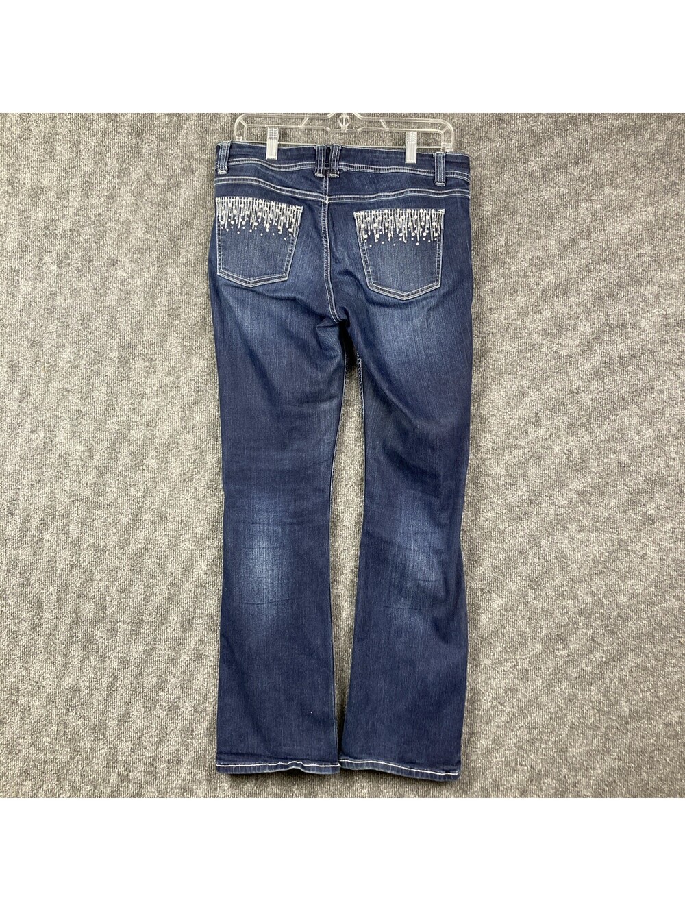 Apt. 9 Womens Size 8 Bootcut Rhinestone Pockets Dark Wash Denim Blue Jeans EUC
